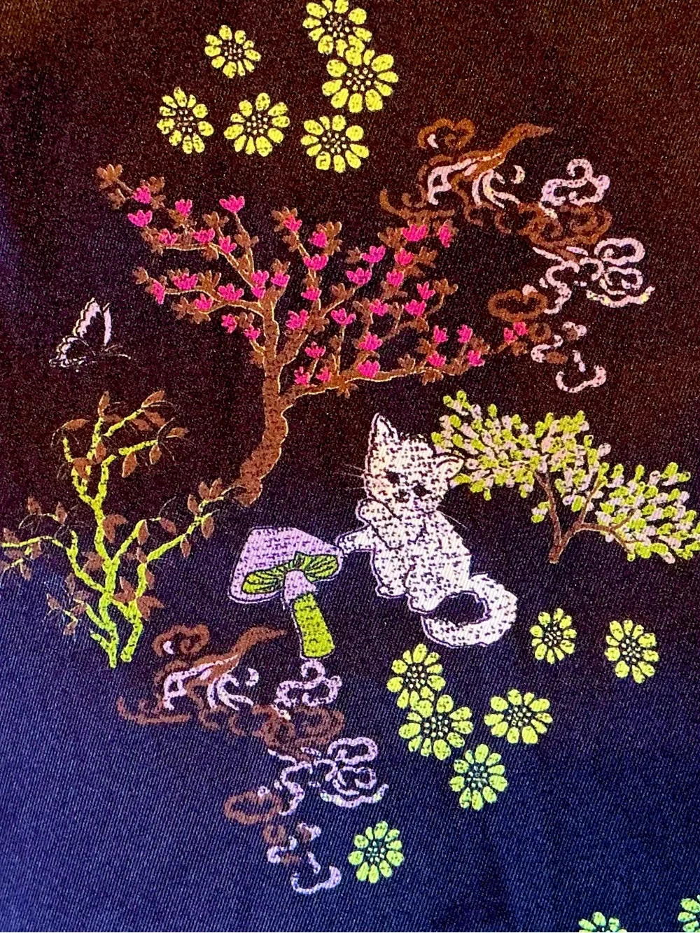 Urban Outfitters Cottagecore Fairycore Whimsigoth Mushroom Cat Floral Dress L - Picture 4 of 11